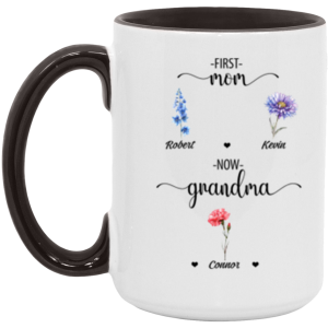 3658611704 - 2- 15OZ FIRT MOM BLACK AM15OZ 15oz Accent Mug