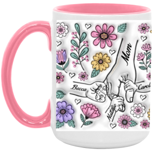 3673073452 - 15OZ MOM HANDS 3 PINK AM15OZ 15oz Accent Mug